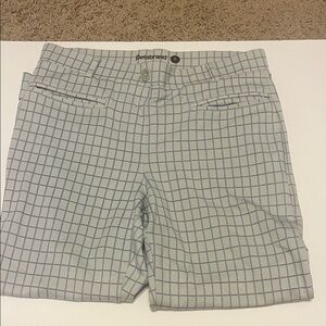 Betabrand Women's petite Blue Grid Pattern stylish capris